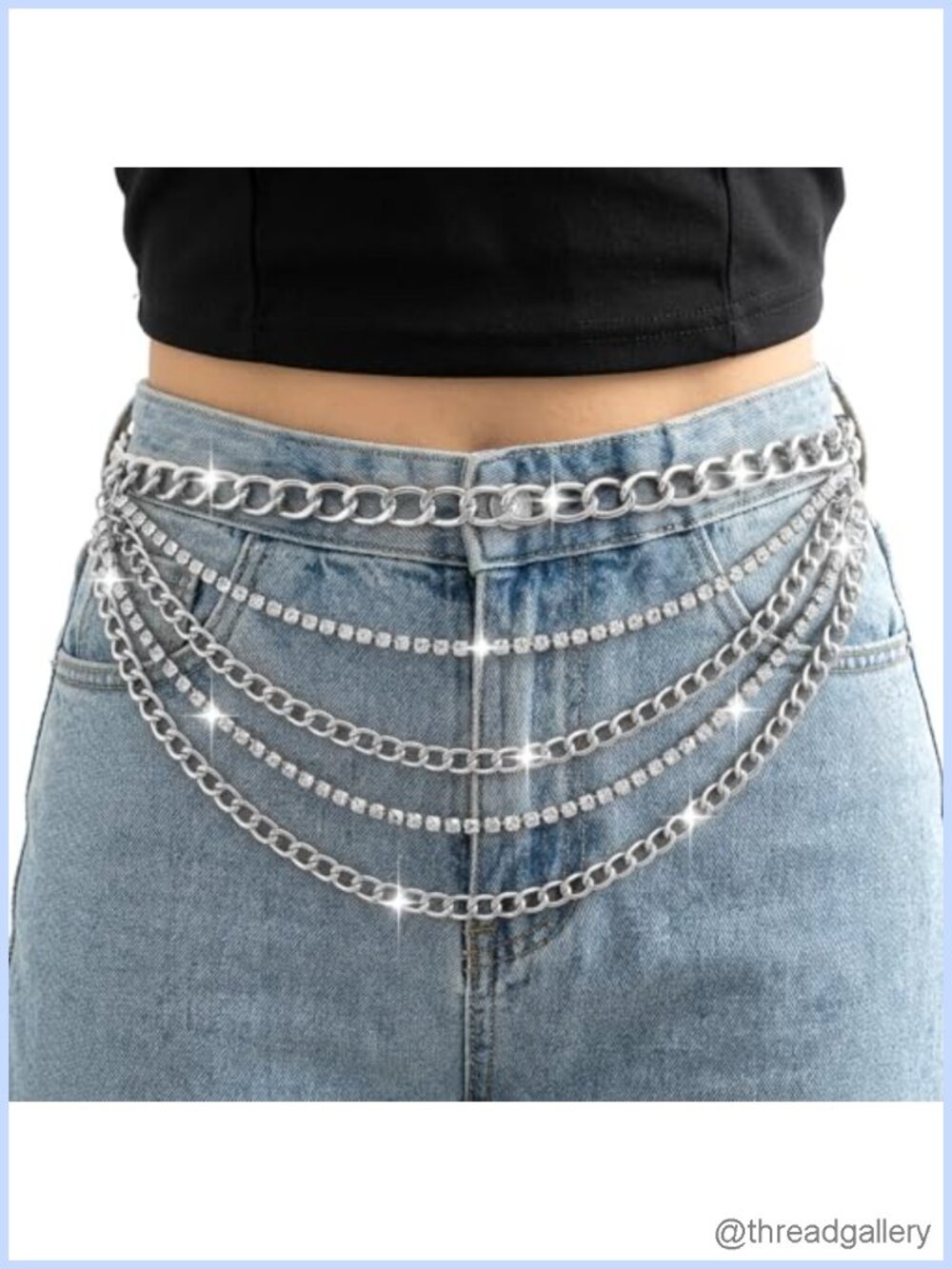 Multilayer Chain Belt Rhinestone Alloy Adjustable Waist Chain Women's Party
